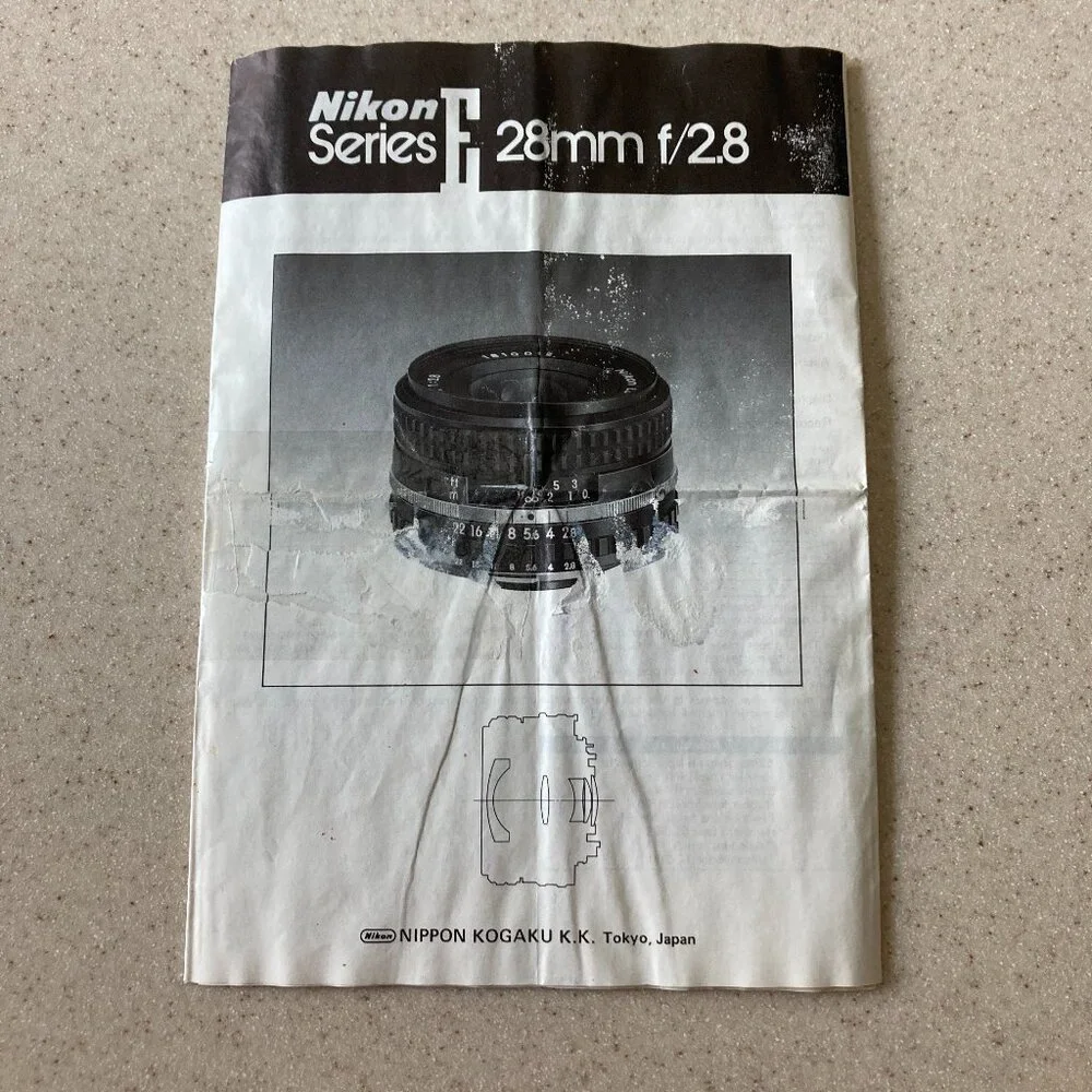 Vintage Nikon Series E 28mm f/2.8 Instruction Sheet